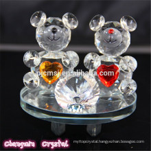 cute crystal glass bear figure for wedding gift
